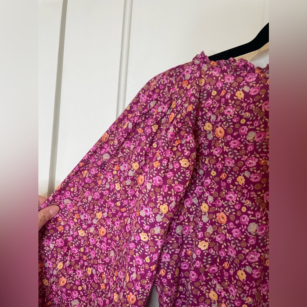 LoveShackFancy Rina Floral Printed Cotton Dress Cottagecore Girly Long Sleeve - Picture 14 of 16